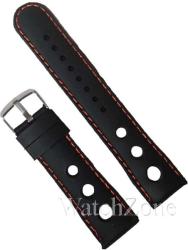  Curea de Ceas din Silicon Time Veranda - 22mm | Negru Mat cu Cusătură Roșie (WZ1484)