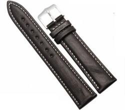  Curea Ceas din Piele Naturală Neagra + Cusatura Alba 8mm 10mm 12mm, 14mm, 16mm, 18mm, 20mm, 22mm, 24mm, 26mm (C003)