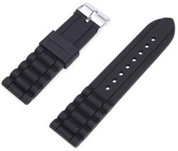  Curea Ceas Silicon Neagră Waterproof 18/20/22mm | Rezistentă la Apă | Cataramă Oțel (WZ726)