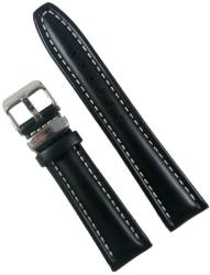  Curea Eichmuller - Piele Neagră cu Cusătură Albă - 20/22/24 mm - Cataramă Argintie - WZ2291 (WZ2291)