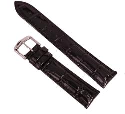  Curea Ceas Premium - Piele Naturală Neagră, Imprimeu Crocodil (C056)