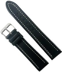  Curea Ceas Piele Naturala Neagra Cusatura Alba Casual 18mm, 20mm WZ2307 (WZ2307)