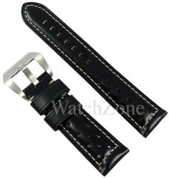  Curea Ceas Neagra Cusatura Alba 20mm 22mm 24mm (WZ1473)