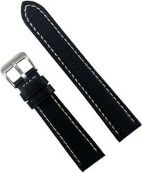  Curea Ceas Piele Naturala Neagra Cusatura Alba Casual 20mm, 22mm - WZ2306 (WZ2306)