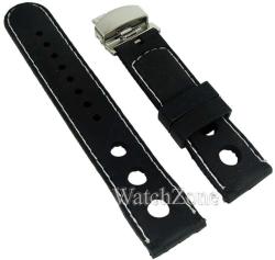  Curea Silicon cu Deployant Neagra Cusatura Alba 22mm WZ1583 (WZ1583)