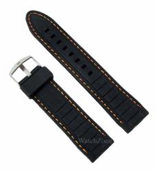  Curea Ceas Silicon Negru Cusatura Orange 22mm WZ1948 (WZ1948)