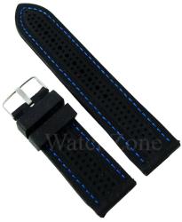 Curea Silicon Negru Cu Cusatura Albastra 22mm 24mm 26mm WZ751 (WZ751)