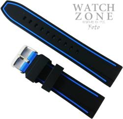  Curea pentru ceas Alfa - Silicon Albastru și Negru - 20mm, 22mm 24mm - 5S15 Albastru (5S15 Albastru)