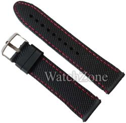  Curea ceas 22mm neagra cusatura rosie silicon WZ1424 (WZ1424)