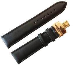  Curea ceas din piele neagra Deployant auriu14mm 16mm 18mm 20mm 22mm 24mm WZ525 (WZ525)