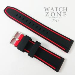 Alfa Curea pentru ceas Alfa - Silicon Roșu și Negru - 18mm, 20mm, 22mm, 24mm - 5S15 Rosu (5S15 Rosu)