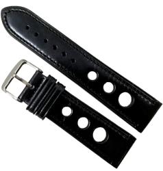 GmbH Watch Accesories Curea Ceas „Rally Race WZ1992 - Piele Naturală Neagră, Design Perforat (18mm - 24mm) (WZ1992 Race)
