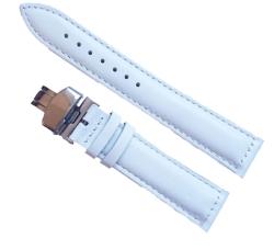  Curea Ceas Piele Albă cu Închidere Deployant (Fluture) - Stil & Confort (C054) (C054)