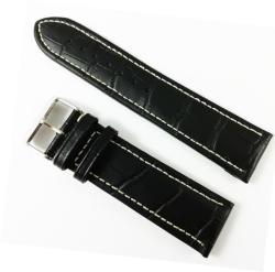  Curea Piele Neagră Imprimeu Crocodil - 16mm, 18mm, 20mm, 22mm, 24mm - WZ2688 (WZ2688)