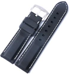  Curea De Ceas Silicon Neagra cu Cusatura Alba 20mm 22mm WZ727 (WZ727)