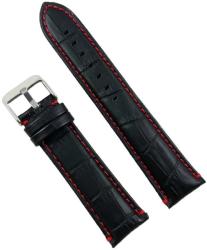  Curea Ceas Piele Naturala Neagra Cusatura Rosie Imprimeu Crocodil 18mm, 22mm WZ2263 (WZ2263)