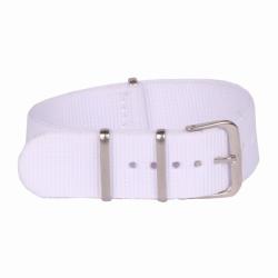  Curea NATO Textil Albă 18/20/22mm | Nylon Rezistent | Cataramă Oțel (WZ708)