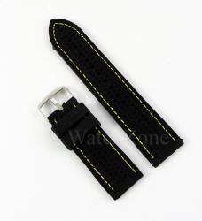  Curea Ceas Silicon Negru Cusatura Galbena 22mm 24mm 26mm WZ752 (WZ752)