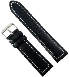  Curea Ceas Piele Naturala Neagra Cusatura Alba 18mm, 20mm, 22mm - WZ2287 (WZ2287)