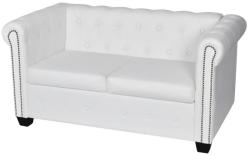 vidaXL Canapea Chesterfield cu 2 locuri, piele artificială, alb (242371) Canapea