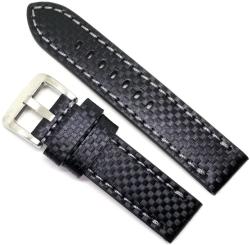 HCraft Curea Piele Naturală Neagră cu Imprimeu Carbon - Cusătură Gri - 22/24 mm (H-CARBON-GA)