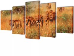 vidaXL Set de tablouri de pânză imprimate lei 100 x 50 cm (241586) - vidaxl