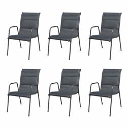 vidaXL Rakásolható acél és textilén szék, 6db (43310)