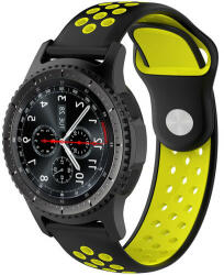 iUni Curea ceas Smartwatch Samsung Galaxy Watch 4, Watch 4 Classic, Gear S2, iUni 20 mm Silicon Sport Black-Yellow (512728)