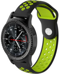 iUni Curea ceas Smartwatch Samsung Galaxy Watch 4, Watch 4 Classic, Gear S2, iUni 20 mm Silicon Sport Black-Green (513473)