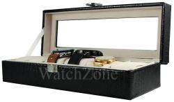 WatchBox Caseta Ceasuri 6 Spatii Neagra Piele Eco cu Imprimeu (WZ1690)