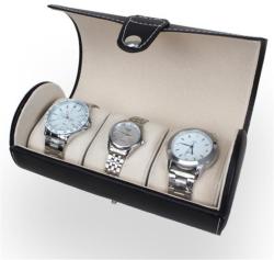 WatchBox Caseta pastrare si transport 3 ceasuri piele ecologica negru / maro (CF-W04-1)