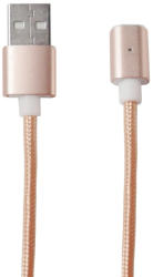  Cablu date si incarcare USB Magnetic mufa microUSB (detasabila) la USB 2.0, 1.2 metri, roz auriu, pentru telefoane cu port microUSB
