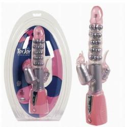 Sex Links Vibrator Toy Joy Double Trouble pentru stimulare vaginala, anala si clitoridiana, 19 cm