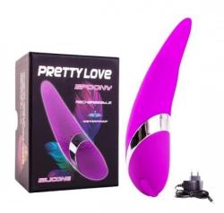 Pretty Love Vibrator PRETTY LOVE SPOONY, din Silicon cu 12 functii de vibrare si rezistent la apa, 11cm Vibrator