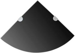 vidaXL Raft de colț din sticlă cu suporți de crom, negru 35 x 35 cm (243856) Raft