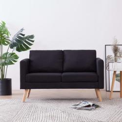 vidaXL Canapea cu 2 locuri, negru, material textil (281359) Canapea