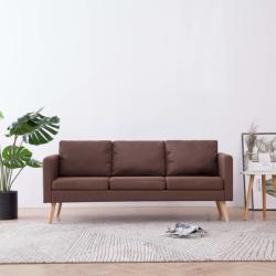 vidaXL Canapea cu 3 locuri, maro, material textil (281354) Canapea