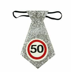 Party nyakkendő 50 évszámos ezüst 19, 5cm 601763