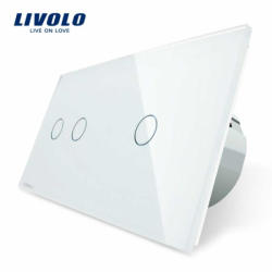 LIVOLO Intrerupator tactil dublu+simplu Livolo (VL-FC2-2G/VL-FC1-2G-11)