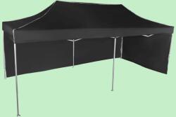  Gyorsan összecsukható sátor 3x6m - alumínium, Fekete, 2 oldalfal