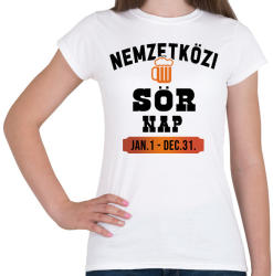 printfashion Nemzetközi sörnap - Fekete - Női póló - Fehér (1580708)