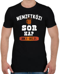 printfashion Nemzetközi sörnap - Fehér - Férfi póló - Fekete (1580472)