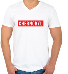 printfashion Chernobyl - Férfi V-nyakú póló - Fehér (1560880)