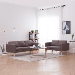 vidaXL Set de canapele, 2 piese, gri taupe, material textil (276858) Canapea