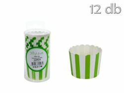 Cupcake tartó zöld csíkos 12db 5, 5x4, 5cm 30513
