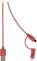 Valueline Cablu alimentare si sincronizare rosu USB 2.0 A tata - micro B tata cu adaptor lightning 1m cupru Valueline (VLMP39400R1.00)