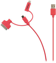 Valueline Cablu alimentare si sincronizare rosu USB 2.0 - micro USB +adaptor lightning +Apple Dock 30pini 1m cupru Valueline (VLMP39410R1.00)