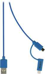 Valueline Cablu alimentare si sincronizare albastru USB 2.0 A tata - micro B tata cu adaptor lightning 1m cupru Valueline (VLMP39400L1.00)