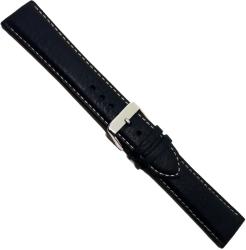  Curea Ceas „Maximus Bizon XL 7K25 - Piele Neagră Texturată cu Cusătură Albă (20mm - 22mm) (7K25)