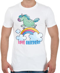 printfashion Love Unicorns - Férfi póló - Fehér (1610649)
